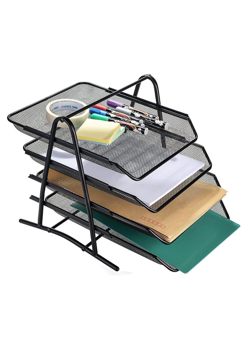 تالا حامل ورق معدني من 4 أرفف لحمل الأدوات المكتبية أسود - Image 1